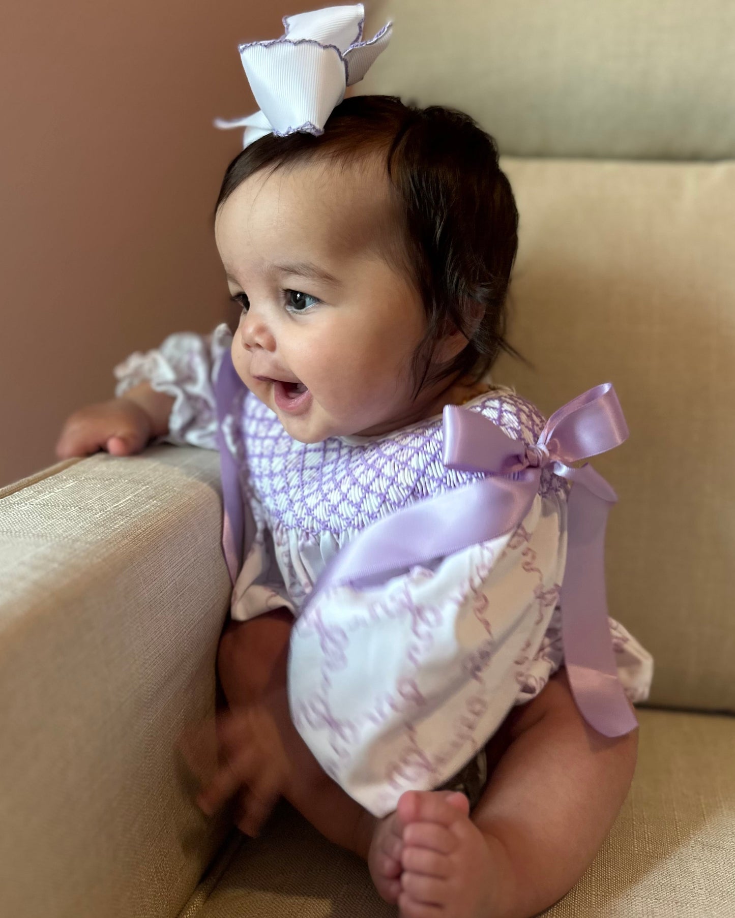 LAVENDER BOW TRELLIS GIRL BUBBLE