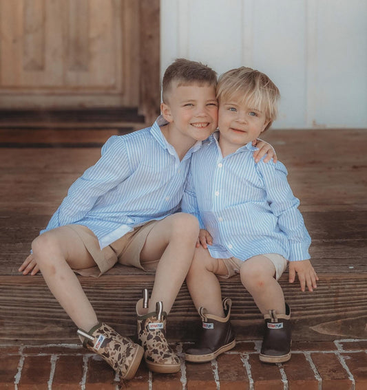 BOYS SUNDAY IN SEERSUCKER BUTTON UP