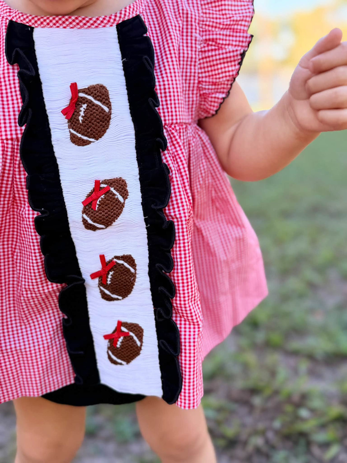 RED & BLACK FOOTBALL GIRL BLOOMER SET