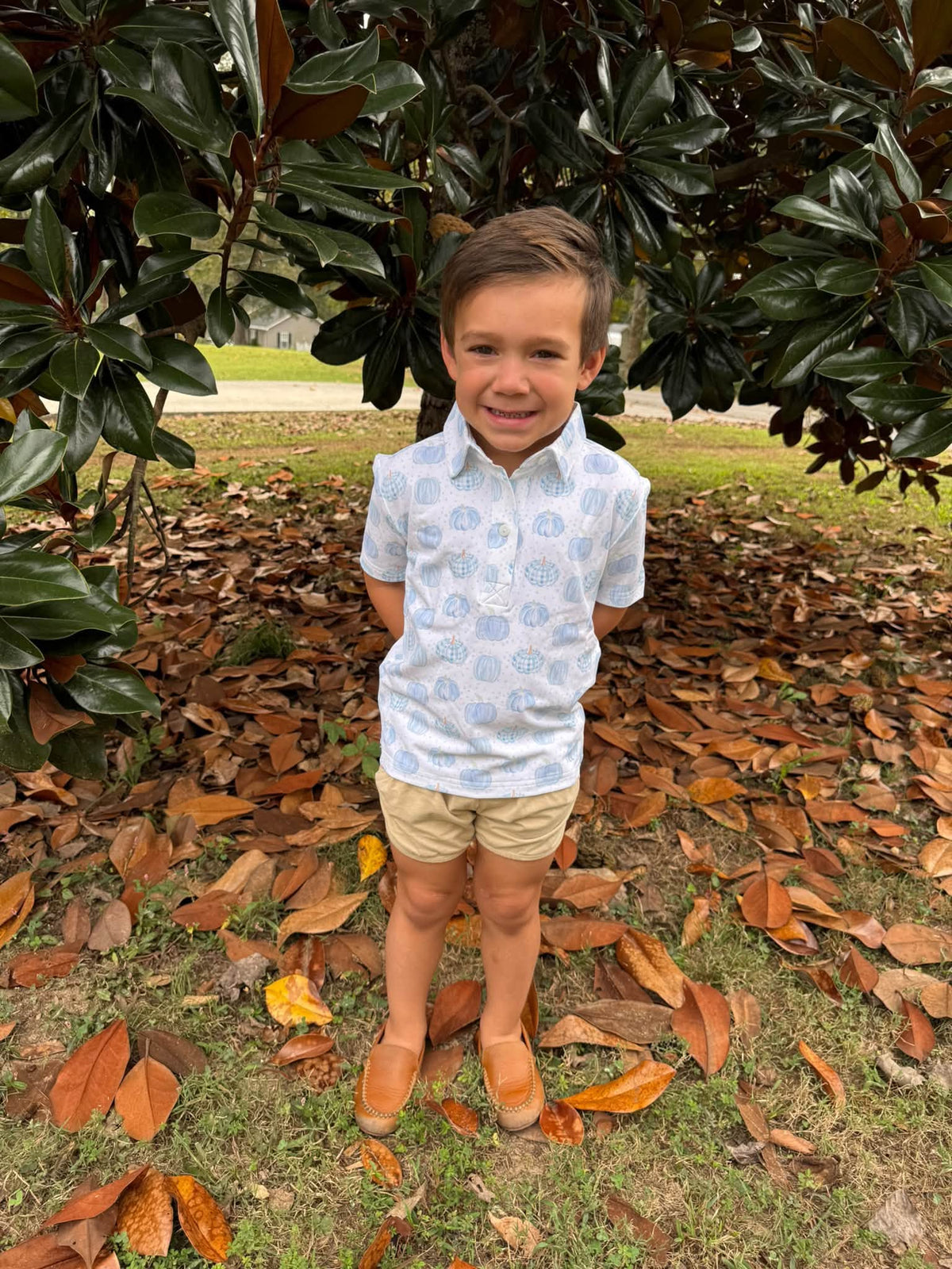 BITTY DOT PUMPKINS BOY POLO