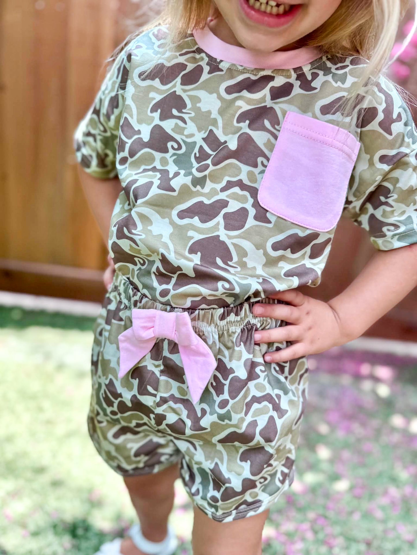 GIRLS CAMO KNIT BASIC SHORTIE SET