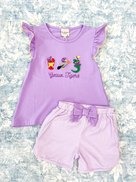 GIRLS SEAUX FOOTBALL FRENCH KNOT SHORT SET
