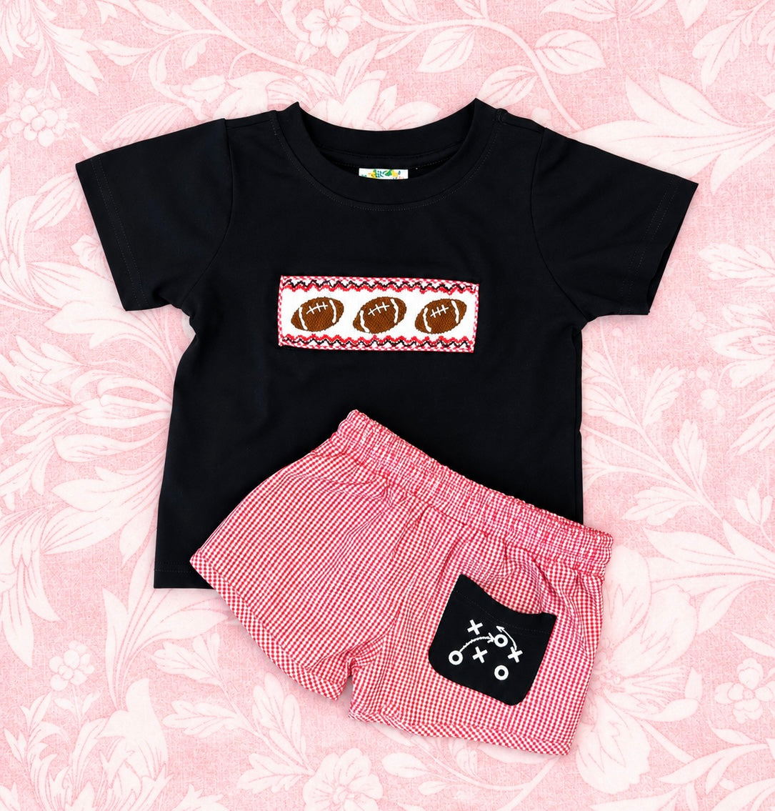 RED & BLACK FOOTBALL BOY SHORT SET