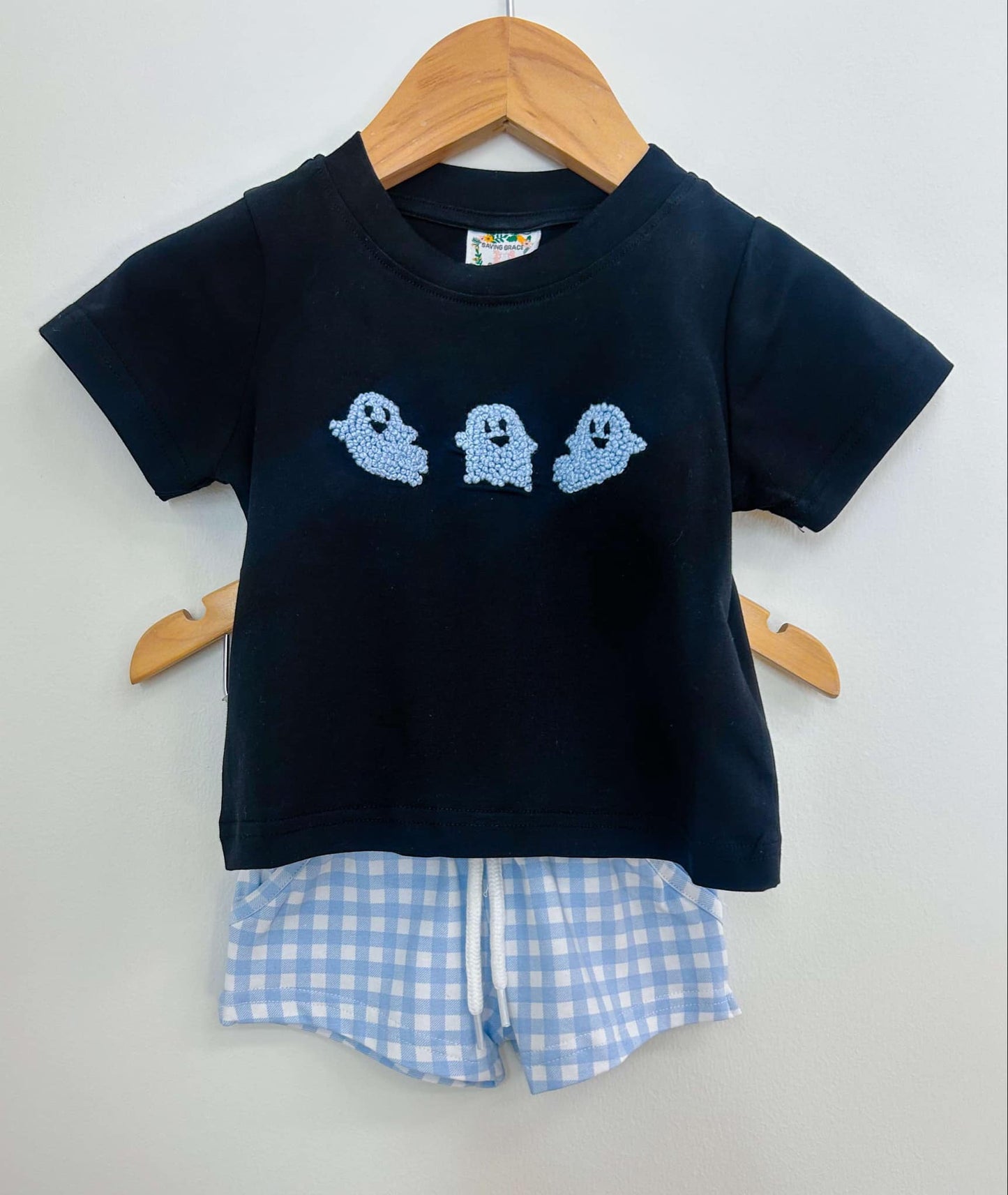 FRENCH KNOT MAMA'S BOO BOY SHORT SET