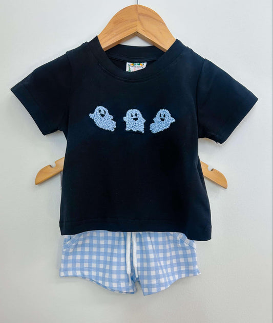 FRENCH KNOT MAMA'S BOO BOY SHORT SET