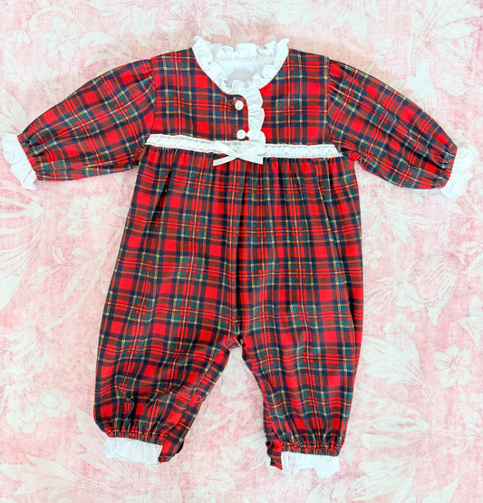 CHRISTMAS EVE PLAID GIRL ROMPER