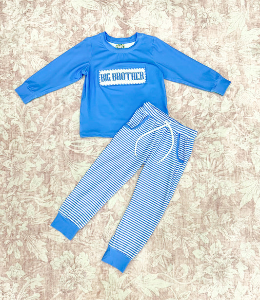 “BIG BROTHER” PERIWINKLE SMOCK BOY PANT SET
