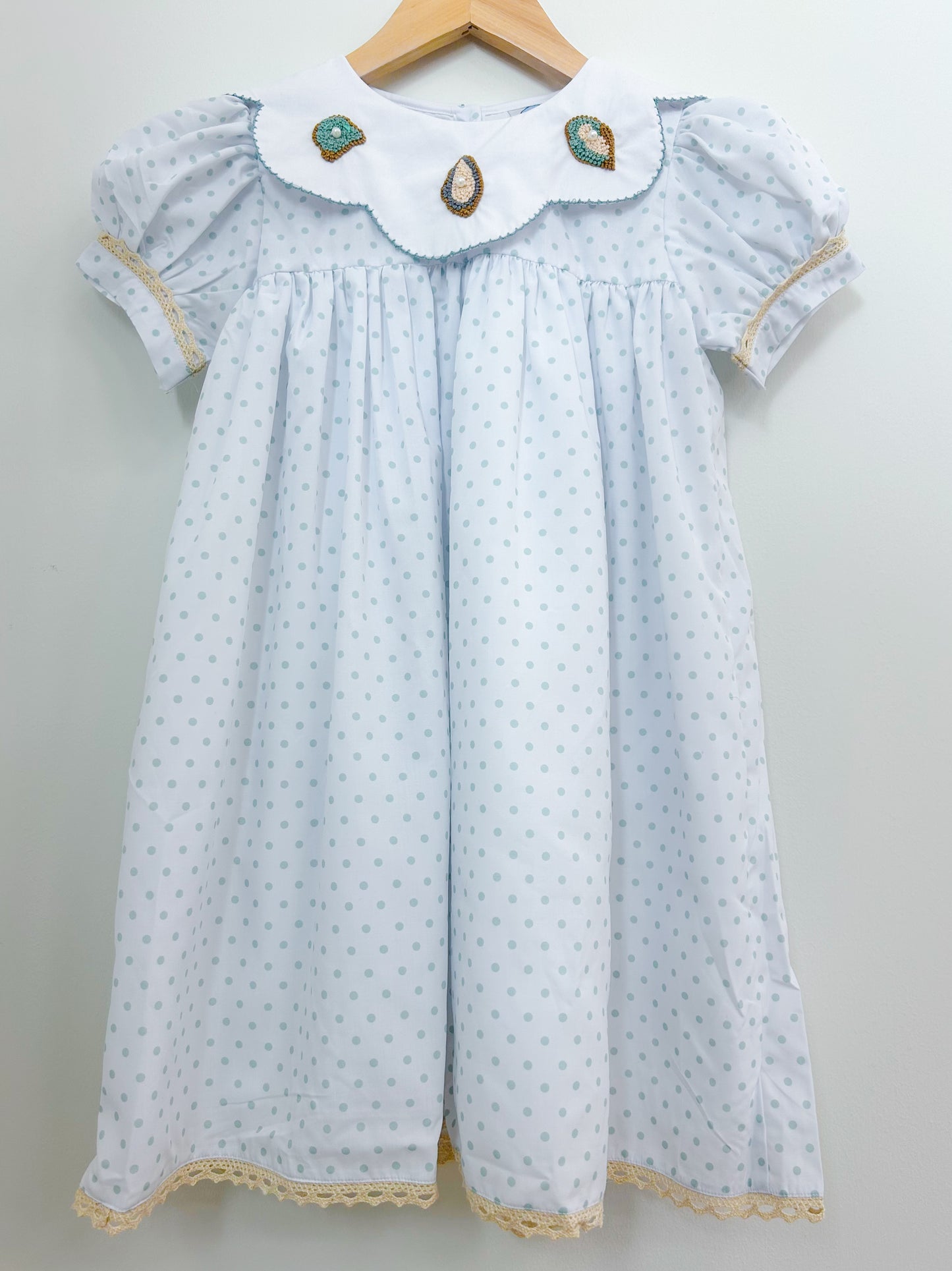 GIRL FRENCH KNOT OYSTER DRESS