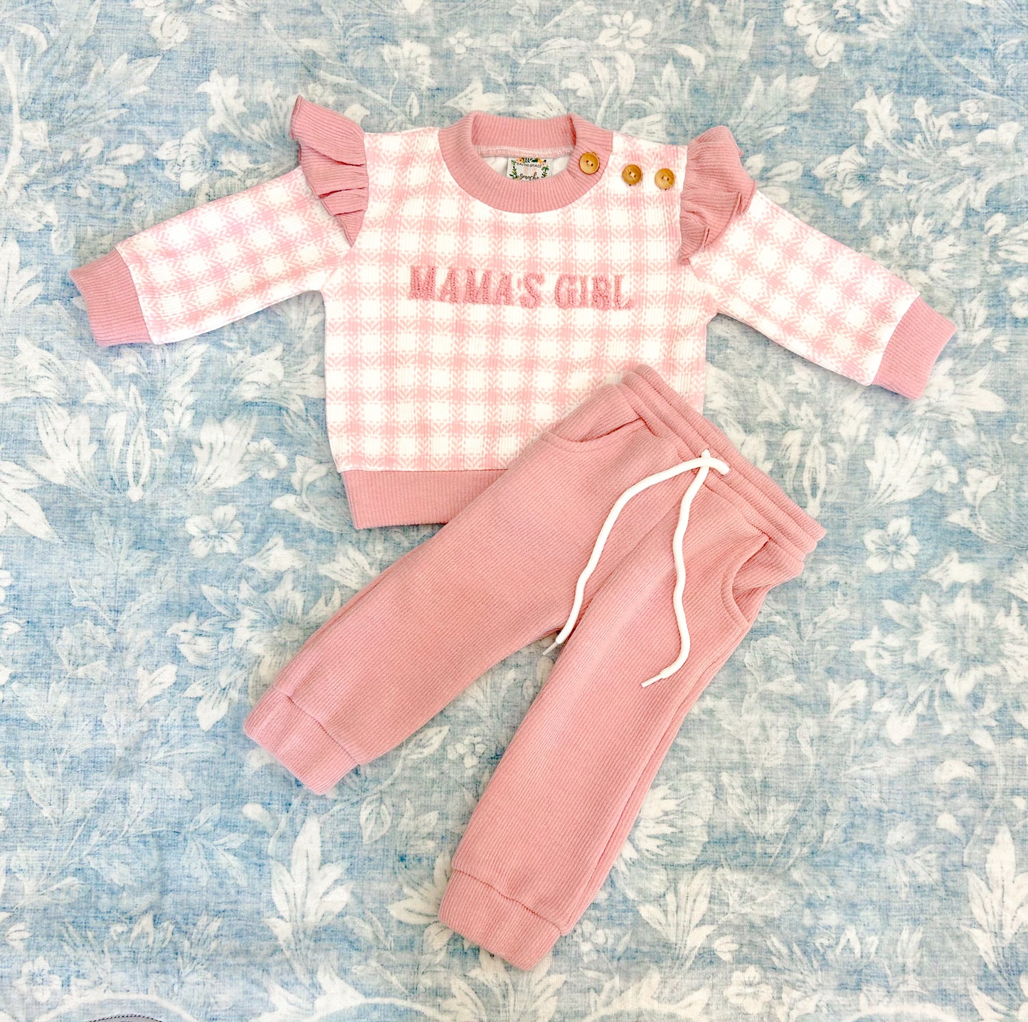 GINGHAM CARDIGAN GIRL PANT SET