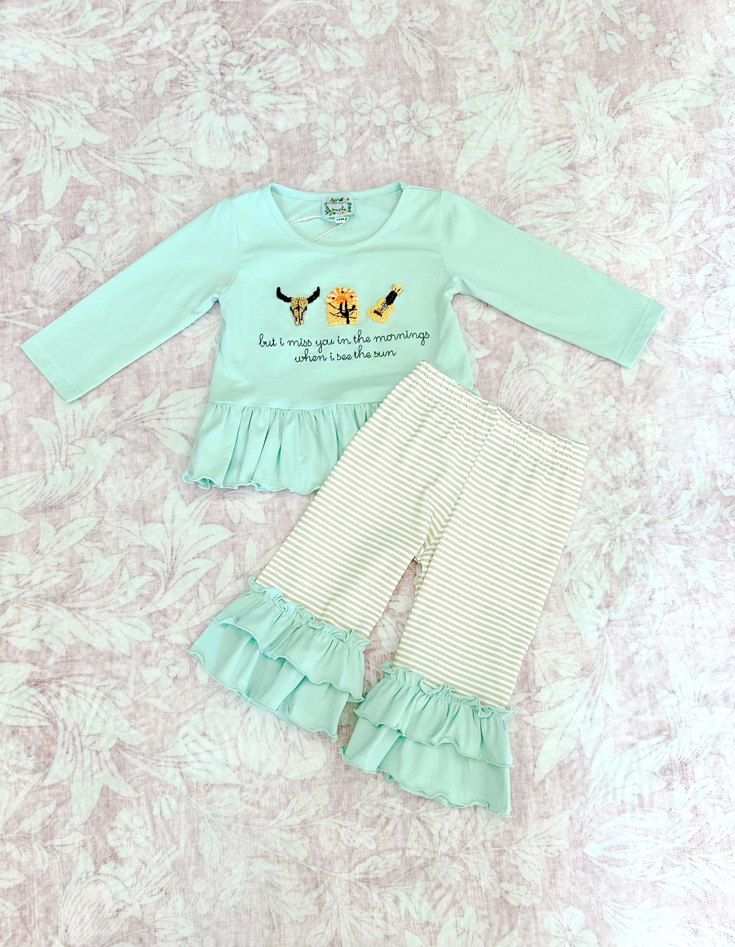 MISS YOU IN THE MORNINGS GIRL PANT SET