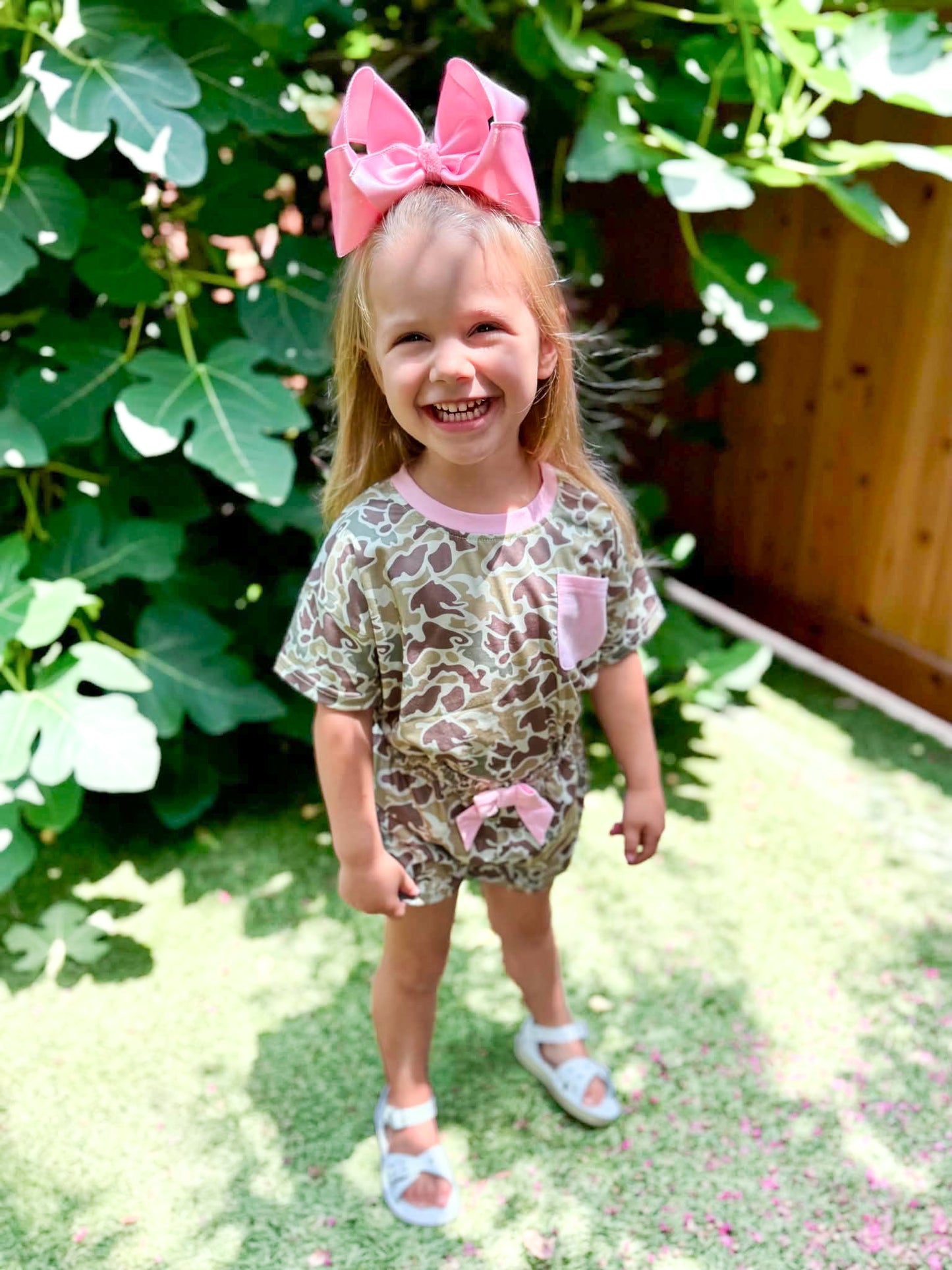 GIRLS CAMO KNIT BASIC SHORTIE SET