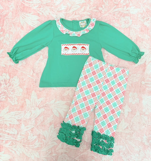 SANTA SMOCKS GIRL PANT SET