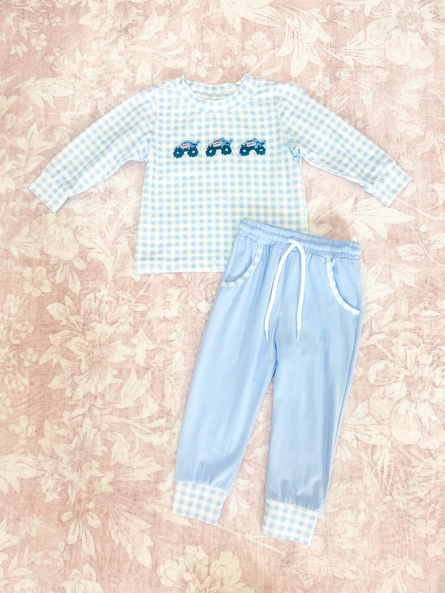 FRENCH KNOT MONSTER TRUCK BOY PANT SET