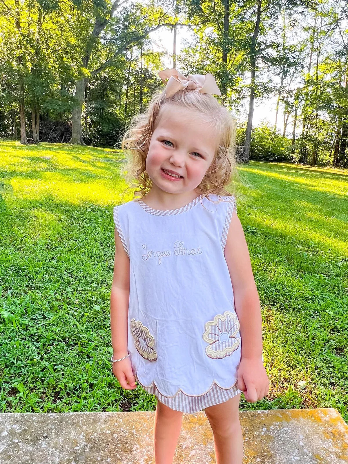 GIRL SEERSUCKER SHELLS BLOOMER SET