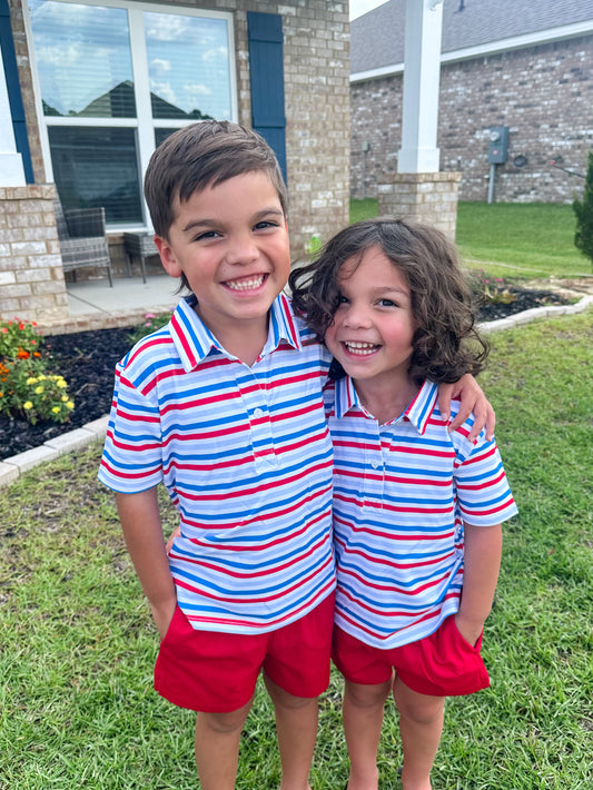 BOYS PATRIOTIC STRIPE POLO