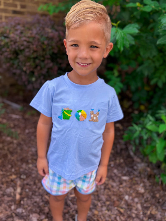 BEACHY GINGHAM BOY SHORT SET