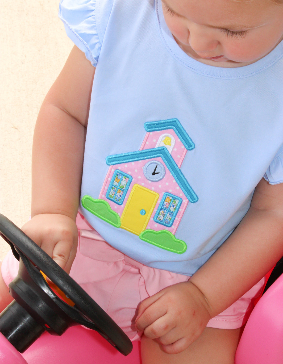 GIRL SCHOOLHOUSE APPLIQUE SHIRT
