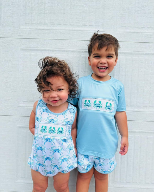 BLUE CRAB BOY SHORT SET