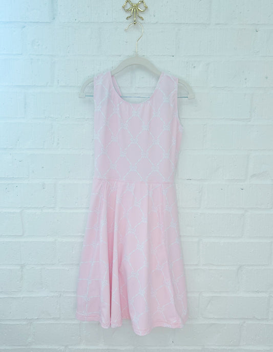 GIRL BOW TRELLIS ATHLETIC DRESS