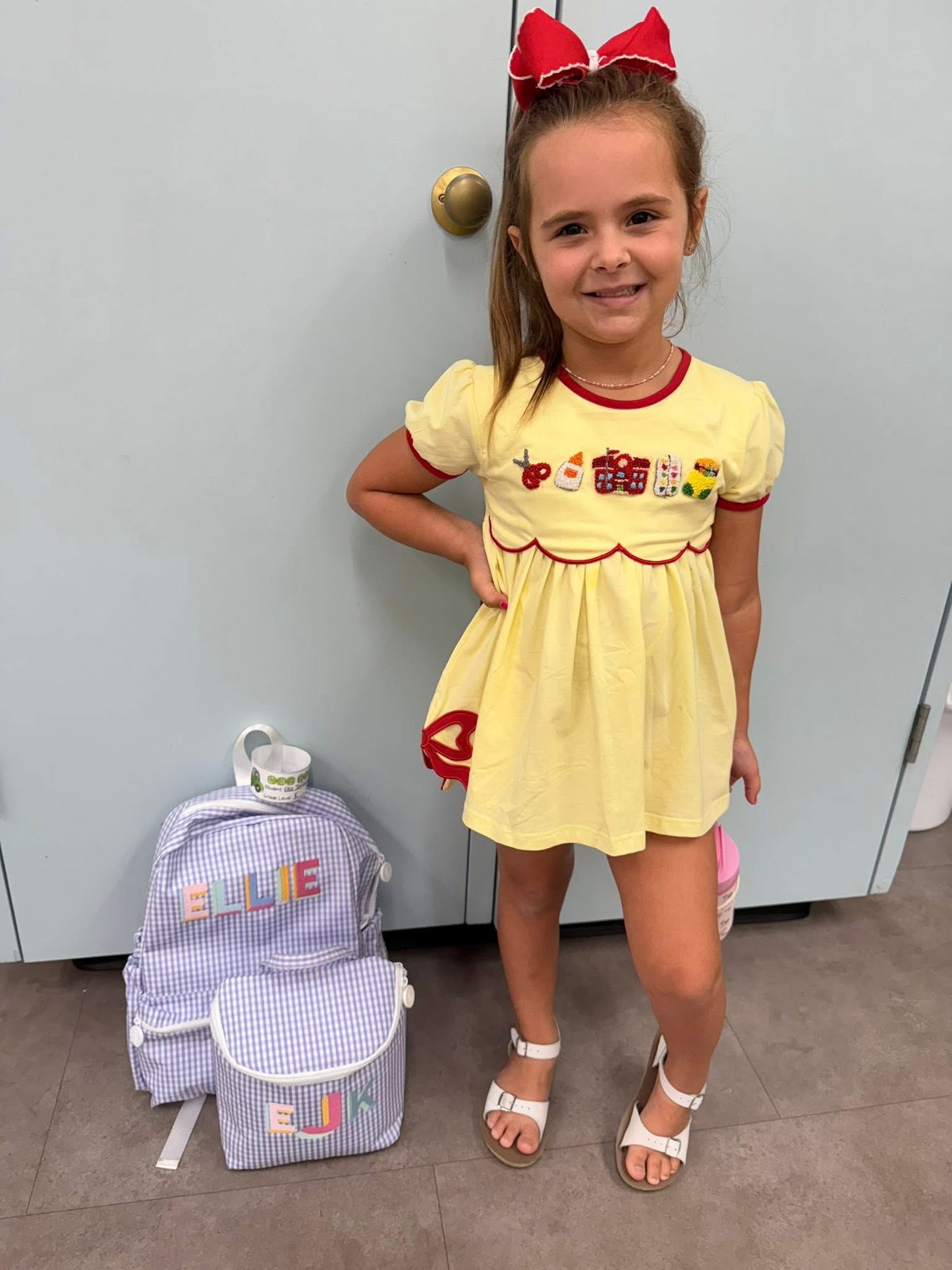 BACK TO SCHOOL FRENCH KNOT GIRL SHORT SET