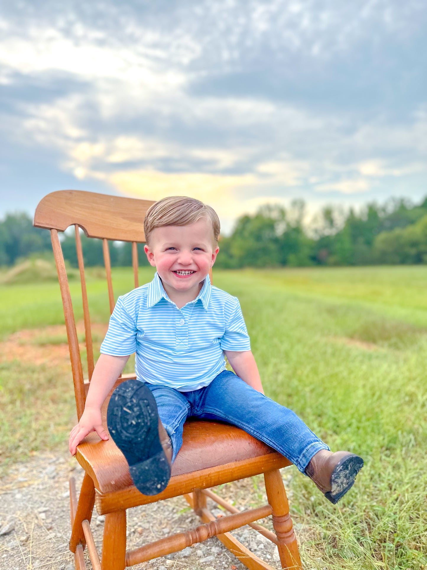 BOYS LIGHT BLUE STRIPE POLO