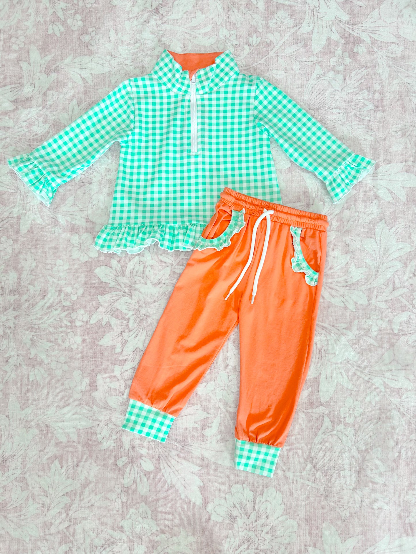 WINTER JOGGER SETS GIRLS CORAL/MINT