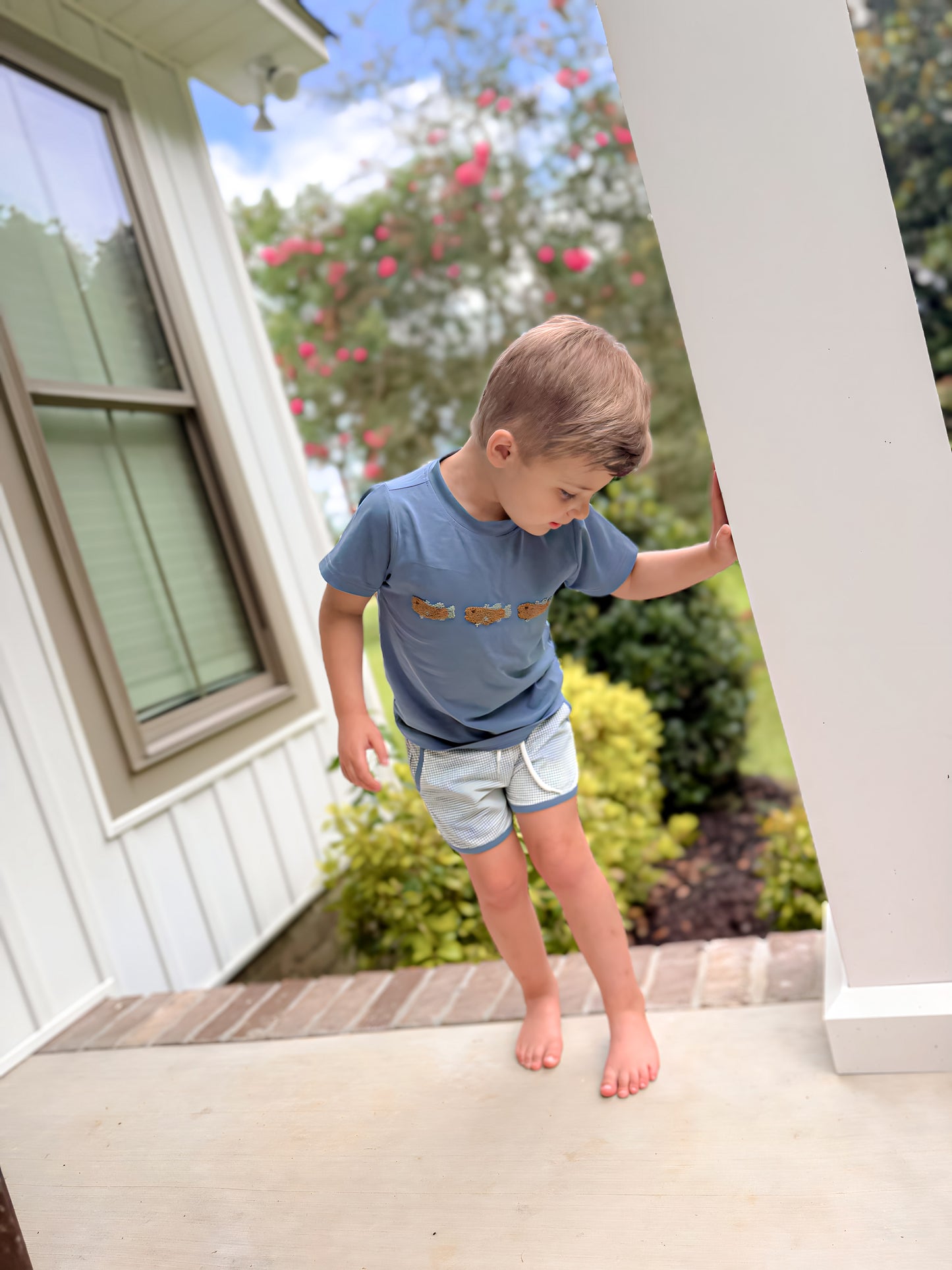 BOYS FRENCH KNOT FISH SHORTIE SET