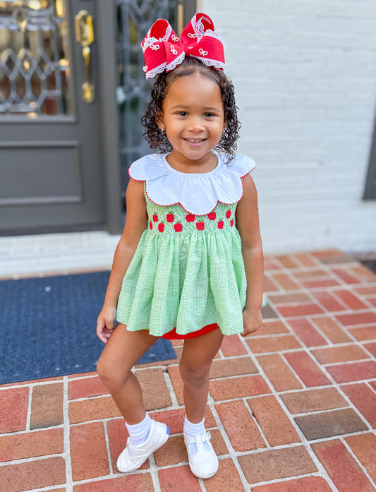 APPLE GEO SMOCKED BLOOMER SET