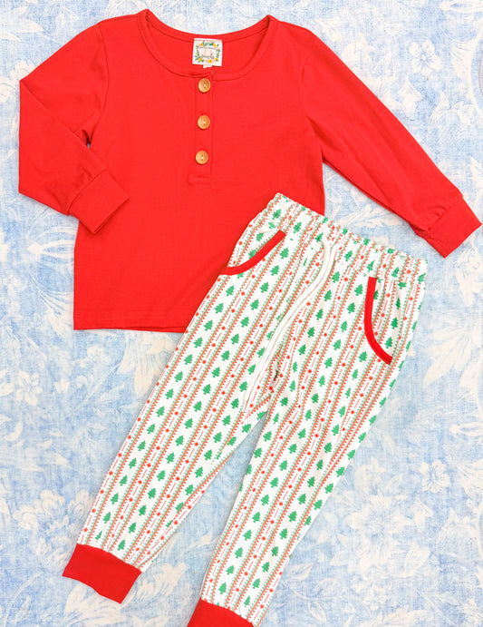 PRETTY POINSETTIAS BOY PANT SET