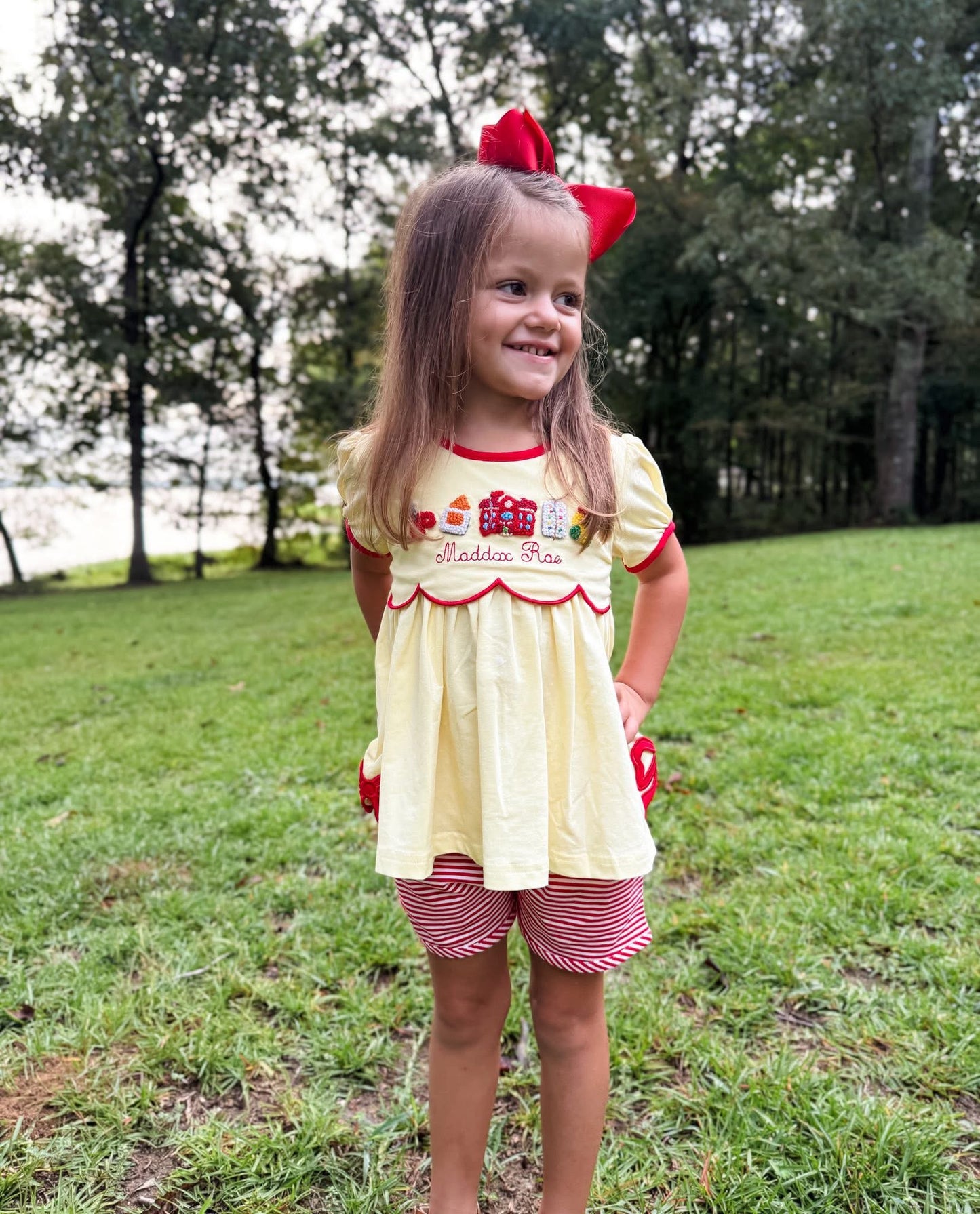 BACK TO SCHOOL FRENCH KNOT GIRL SHORT SET