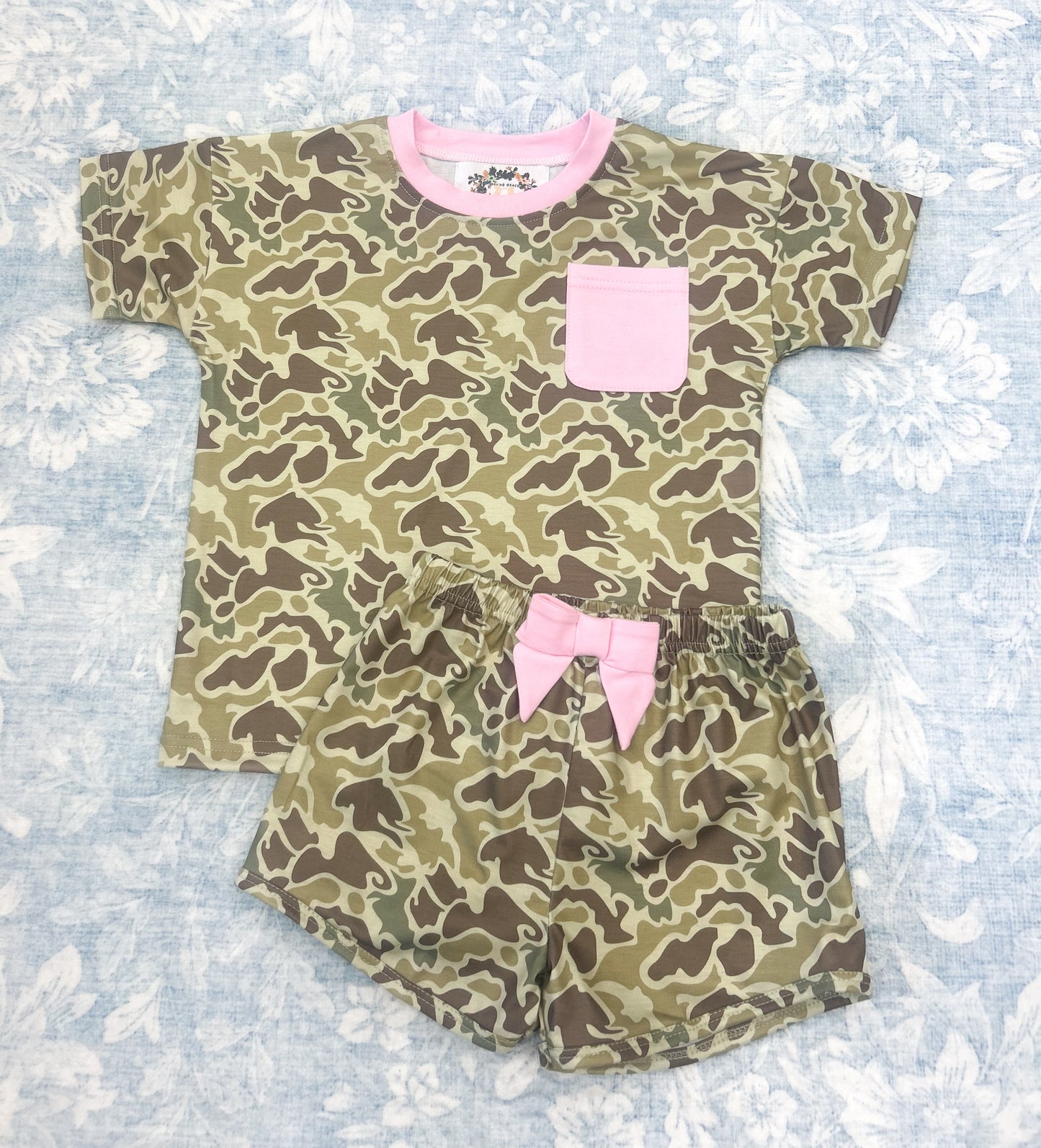 GIRLS CAMO KNIT BASIC SHORTIE SET