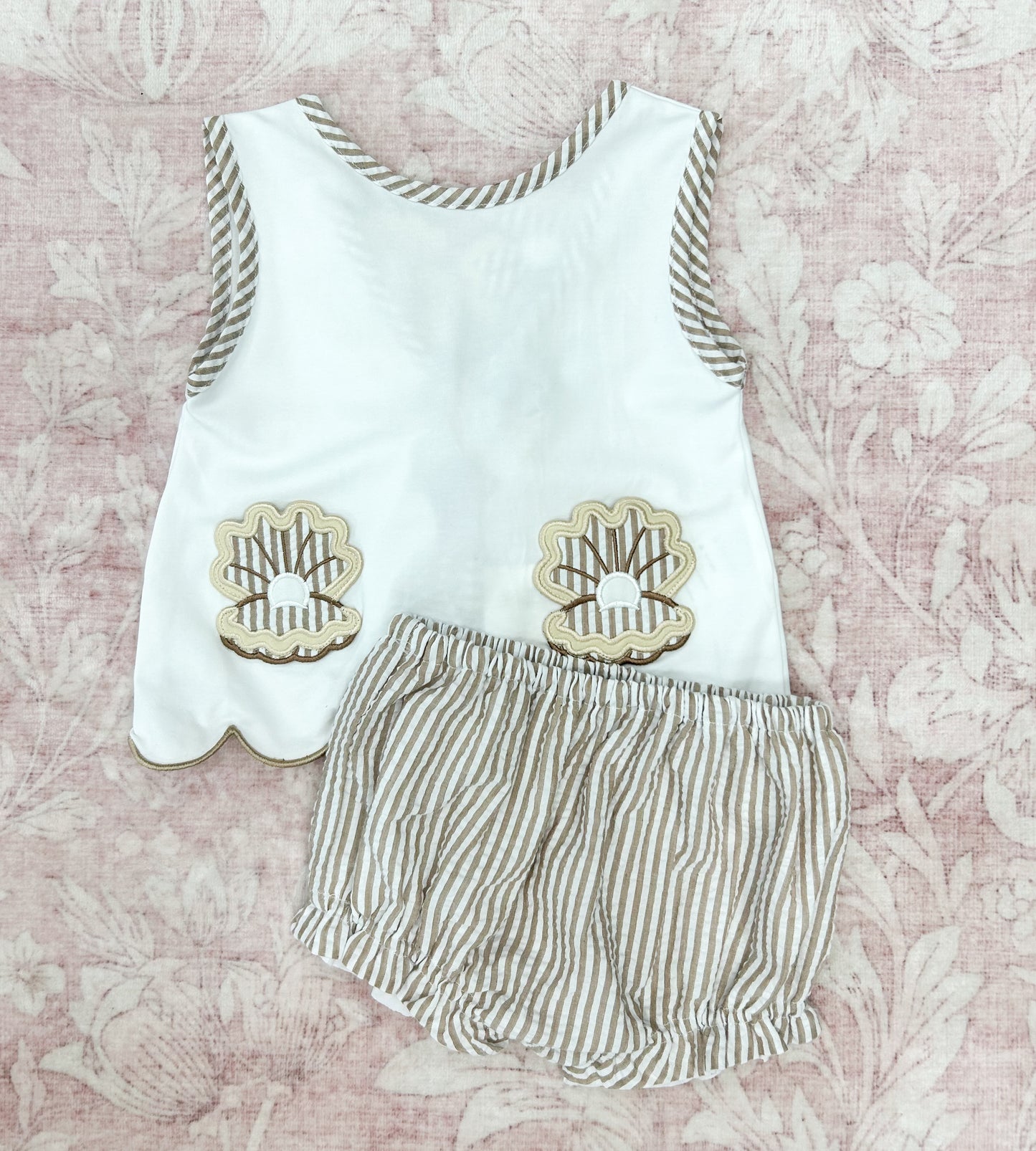GIRL SEERSUCKER SHELLS BLOOMER SET