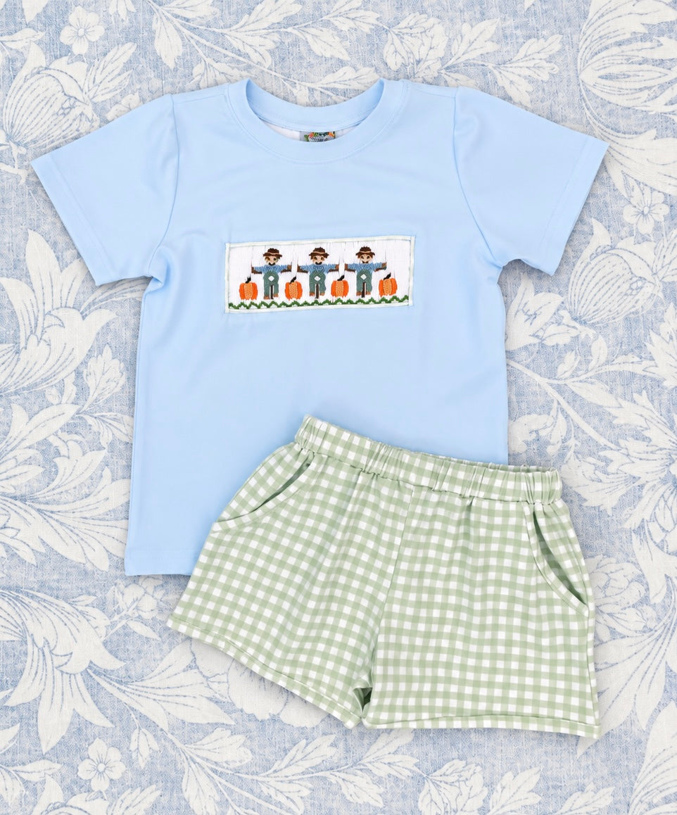 BOY HARVEST BLESSINGS SMOCKED SHORT SET