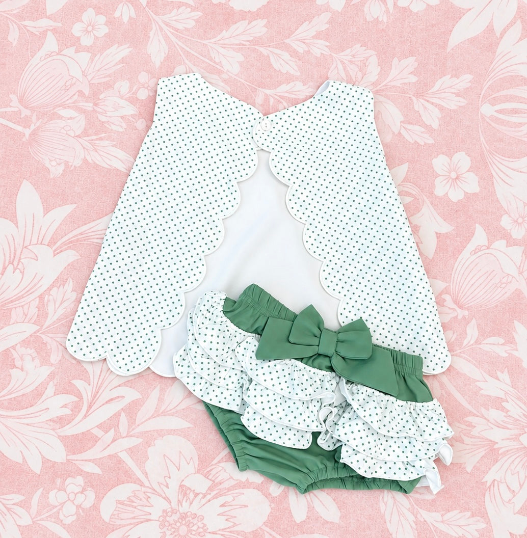 GIRL FRENCH KNOT PUMPKIN TRIO BLOOMER SET