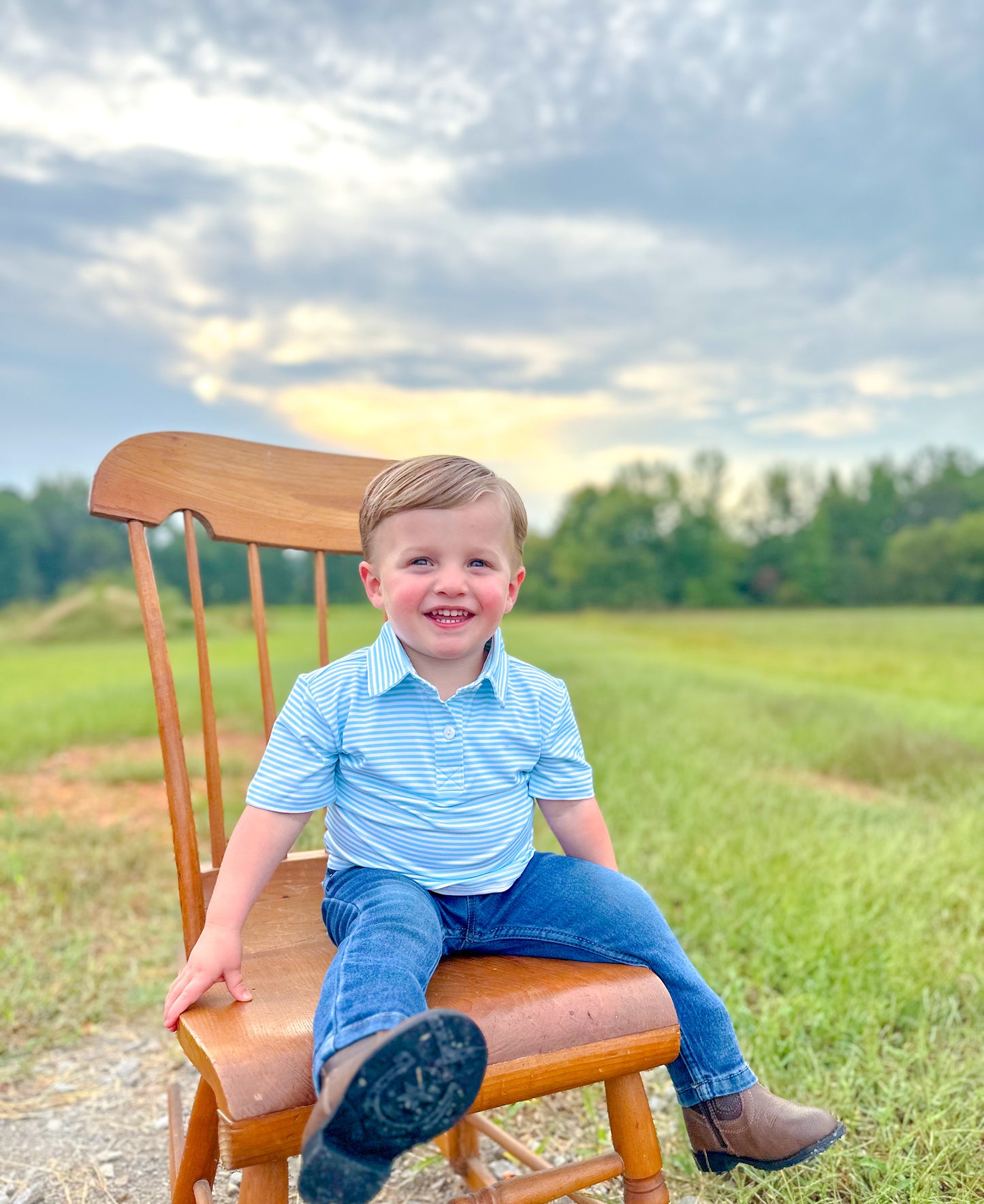 BOYS LIGHT BLUE STRIPE POLO