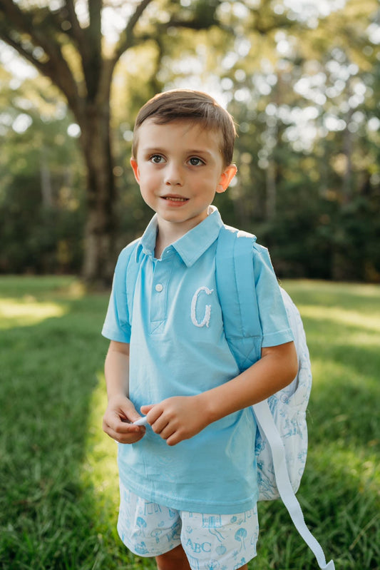 SCHOOLHOUSE TOILE BOY SHORT SET