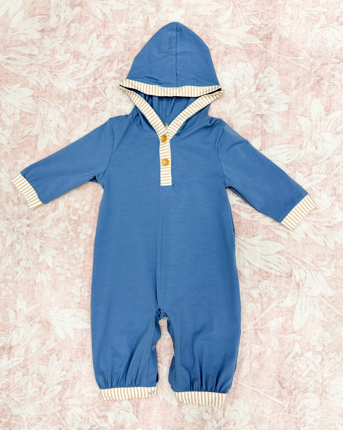 BLUE STONE & STRIPES BOY ROMPER