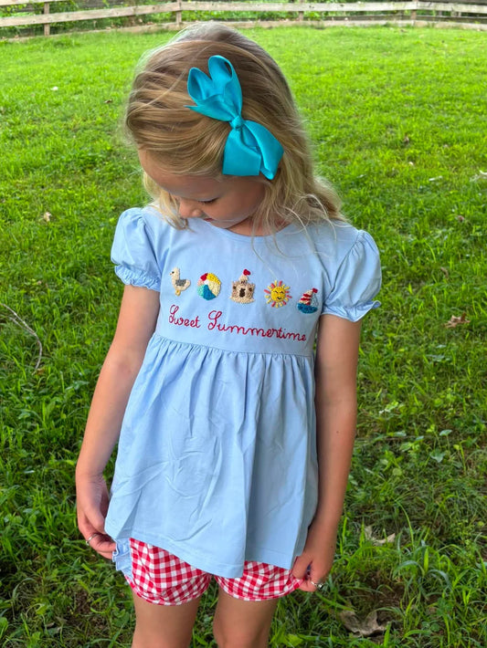 GIRLS FRENCH KNOT BEACH SHORT SET
