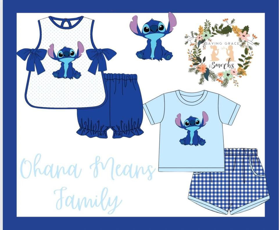 OHANA MEANS FAMILY GIRL SHORT SET