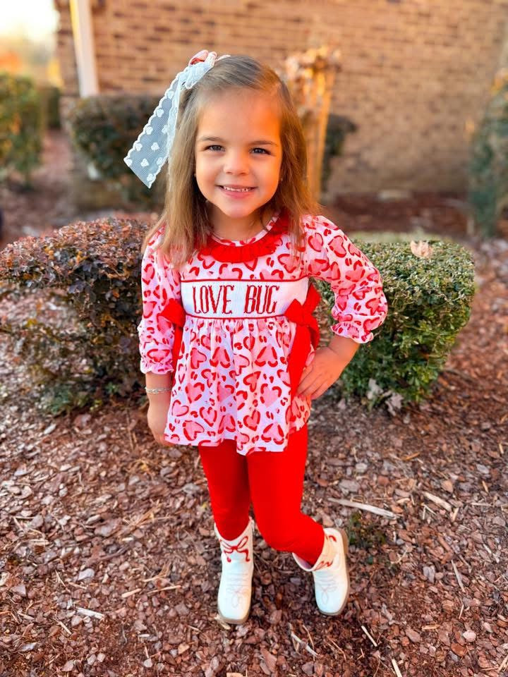"LOVE BUG" SMOCK GIRL LEGGING PANT SET