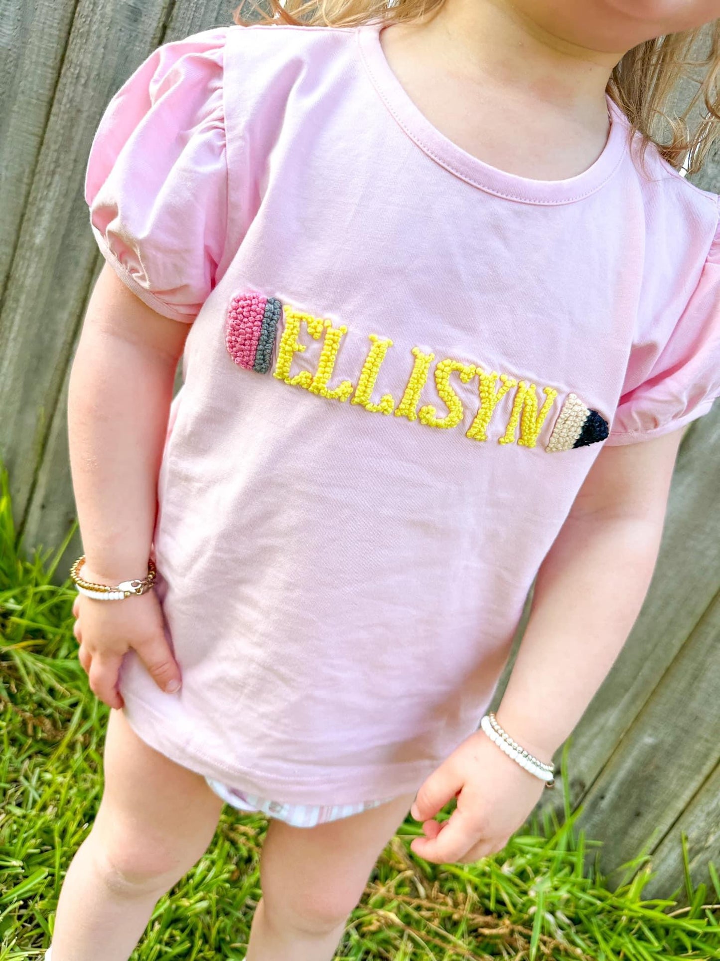 CLASS IN SESSION GIRL BLOOMER SET “SCHOOL” MONOGRAM