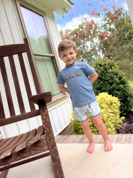 BOYS FRENCH KNOT FISH SHORTIE SET