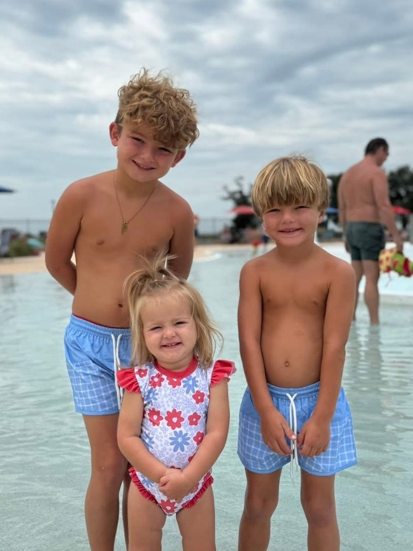 PICCADILLY PLAID SWIM BOY TRUNKS