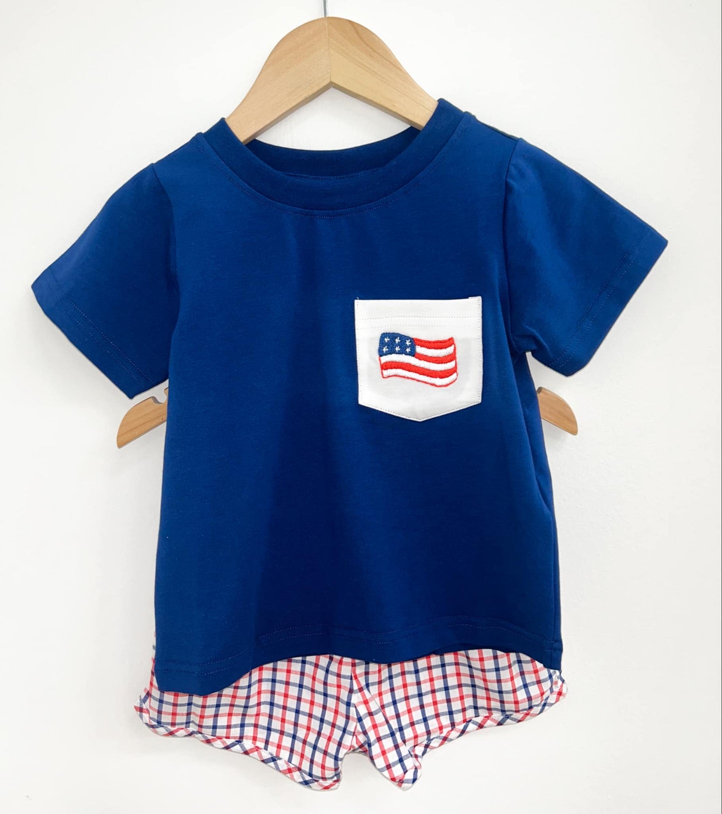 PLEDGE ALLEGIANCE PLAID BOY SHORT SET