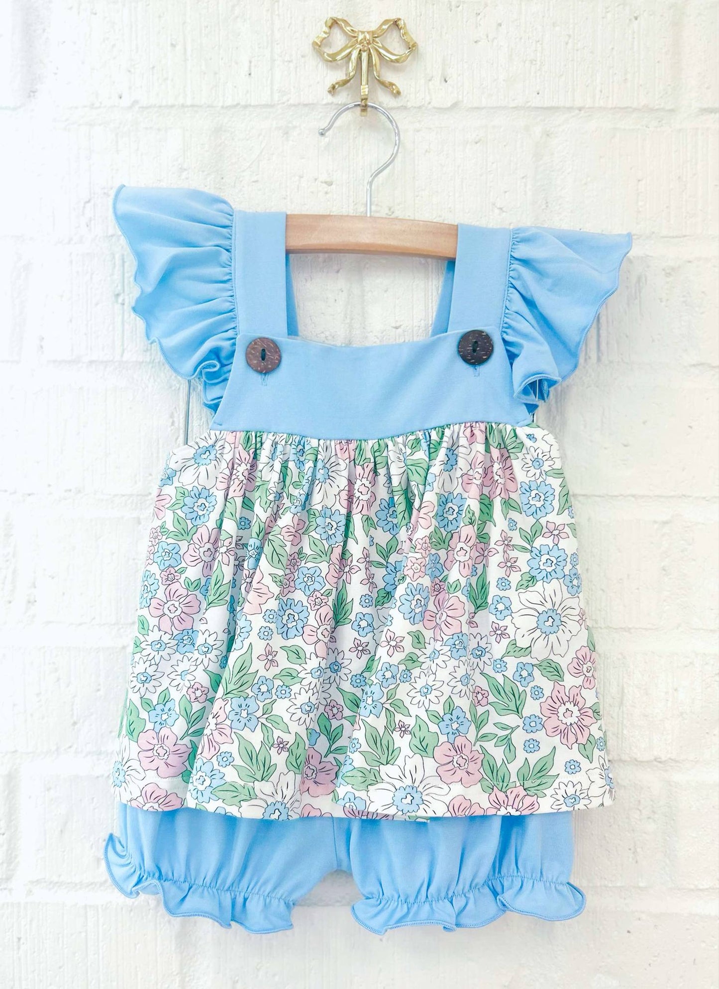 FLORAL & STRIPES GIRL SHORT SET