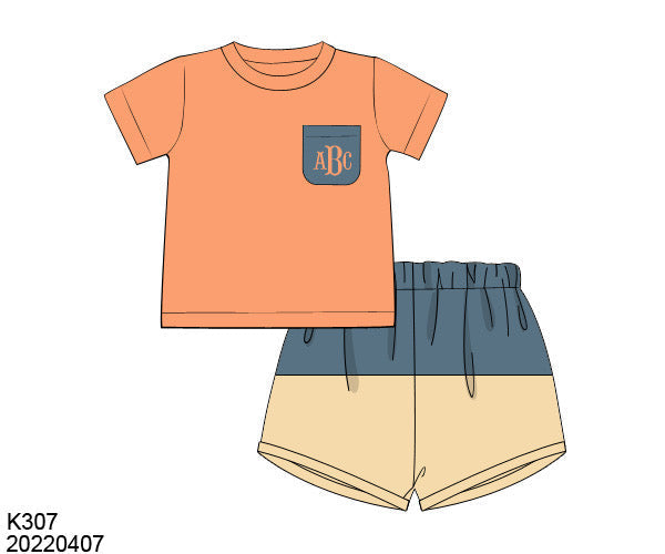 BOY FALL COLOR BLOCK SHORT SET