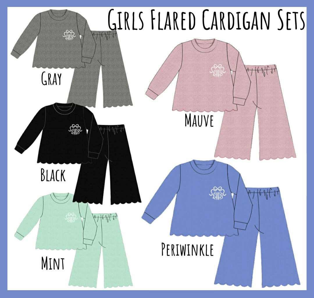 BLACK FLARED CARDIGAN SETS