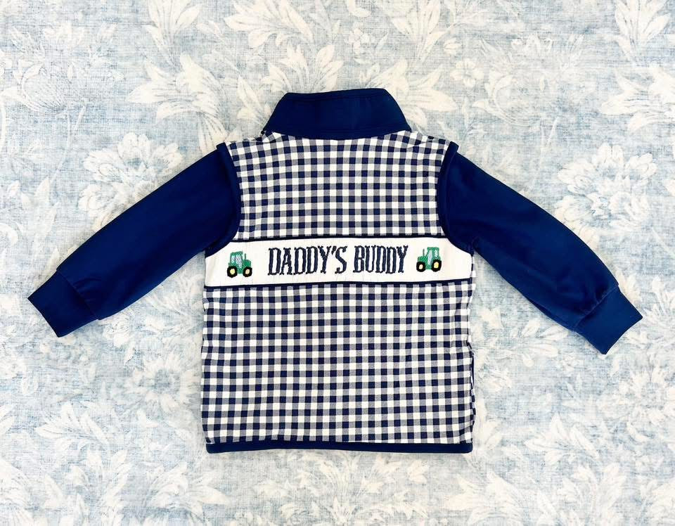 NAVY GINGHAM VEST SET