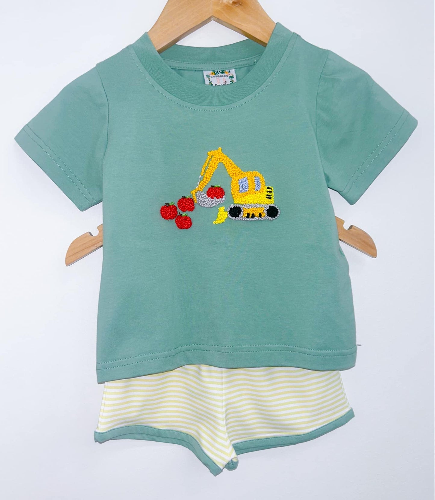 FRENCH KNOT EXCAVATOR BOY SHORT SET