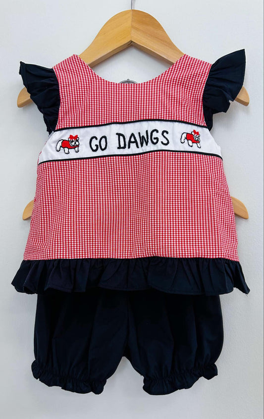 GO DAWGS RIBBON GIRL SHORT SET